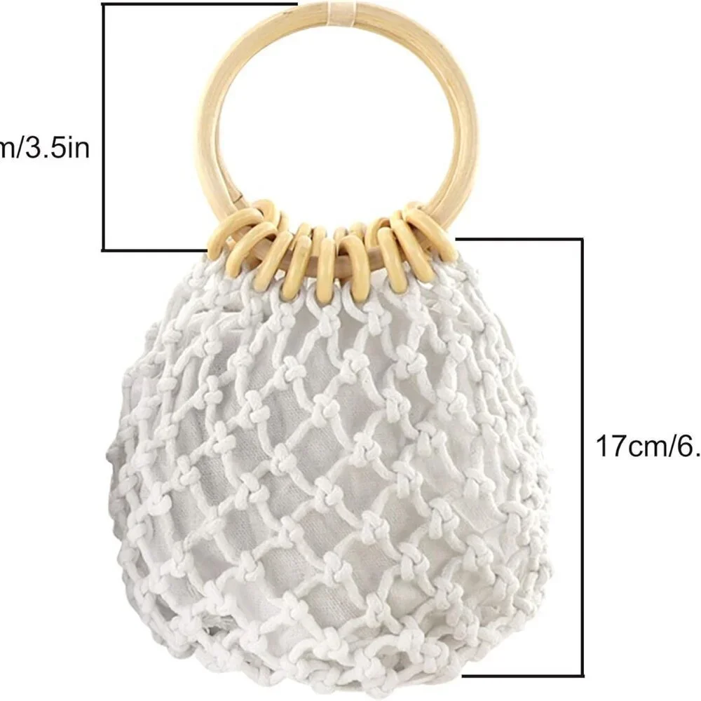 Women Cotton Crochet Mini Clutch Handbag Small Tote Gift for Summer & Casual